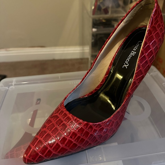 Costa Blanca red snakeskin heels - Picture 4 of 5